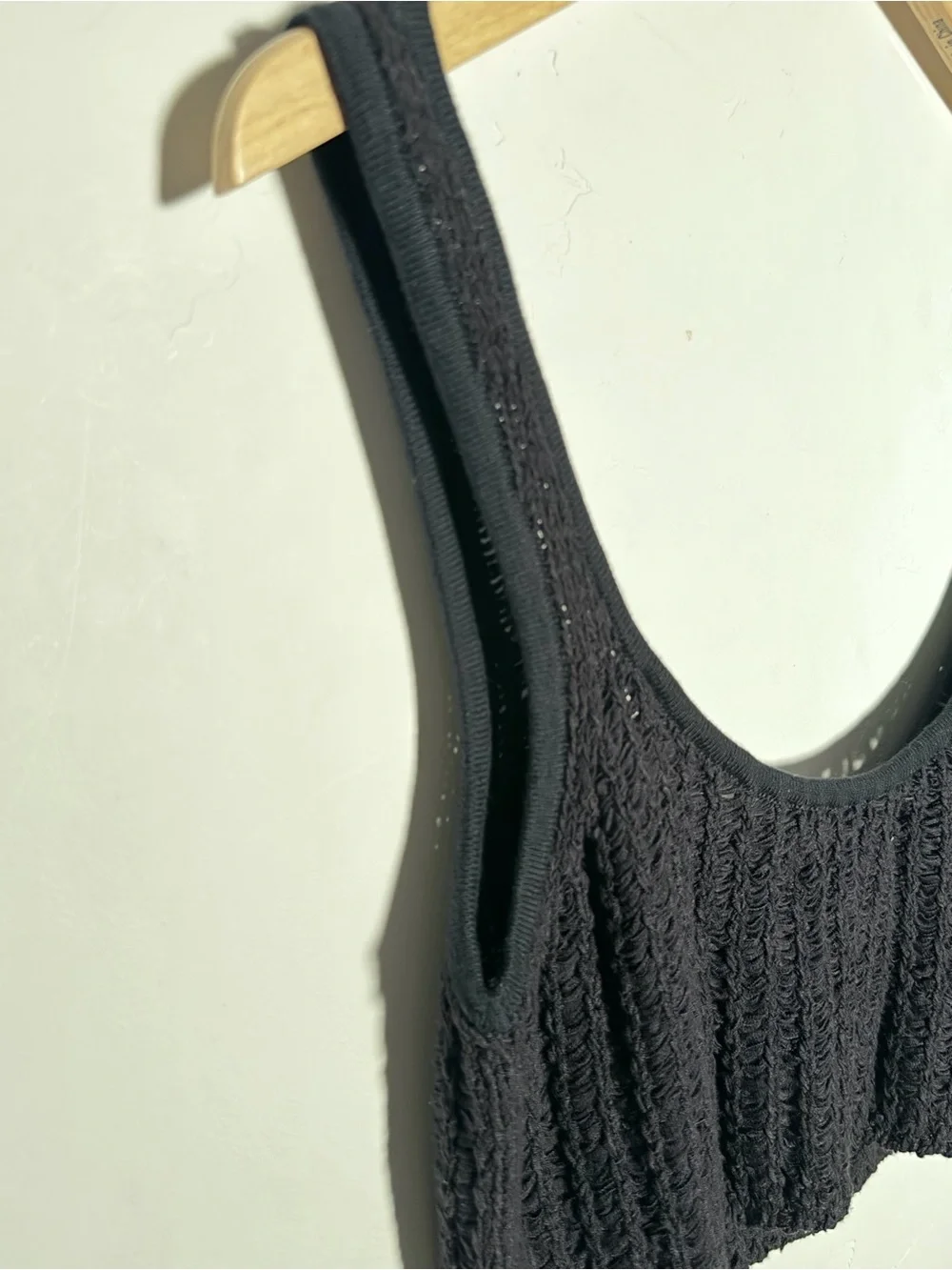Free People Beach Black Crochet Knit Cropped Tank